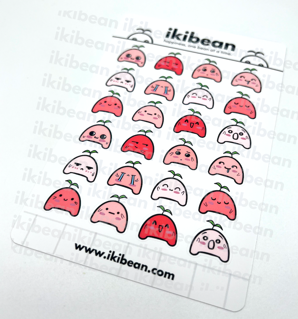 Pink sticker sheet (chibi ikibean)